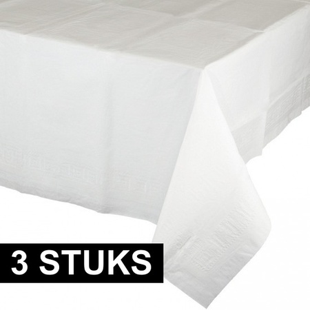 3x Witte tafelkleden 274 x 137 cm