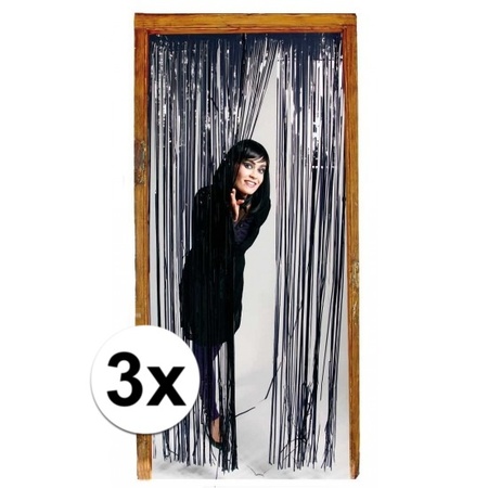 3x Black door curtain metallic