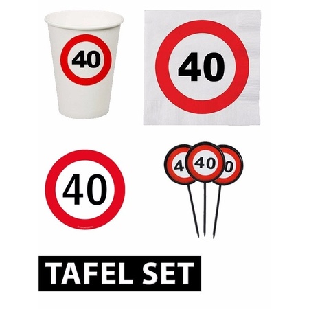 40 year stop sign table decoration set