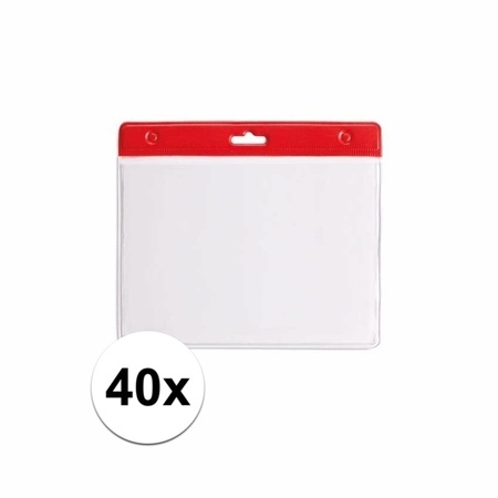 40x Badge holder red 11,5 x 9,5 cm