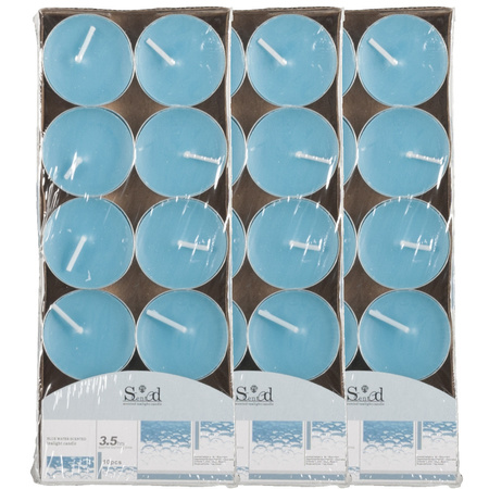 40x Scented tealights candles ocean/blue 3.5 hours
