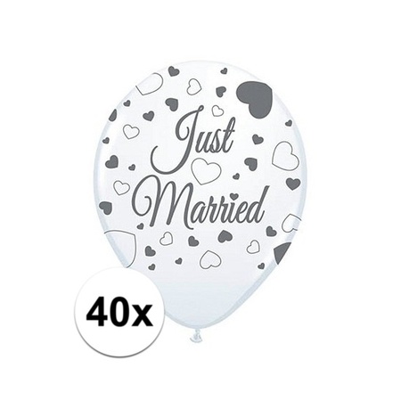 40x Just Married ballonnen 30 cm bruiloft versiering