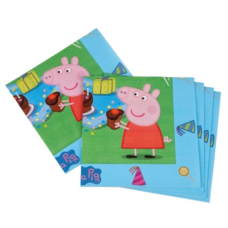 40x Peppa Pig party theme napkins 33 x 33 cm
