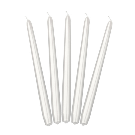 40x pieces Pearl white taper candles 24 cm