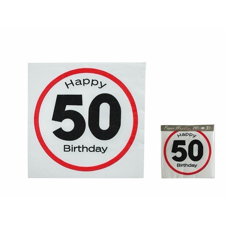 Paper 50 years traffic signs napkins 40x pieces