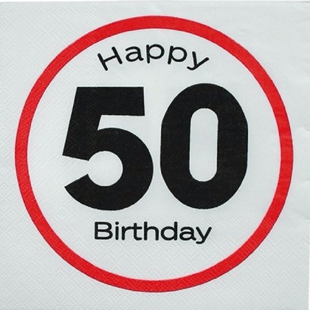 Paper 50 years traffic signs napkins 40x pieces