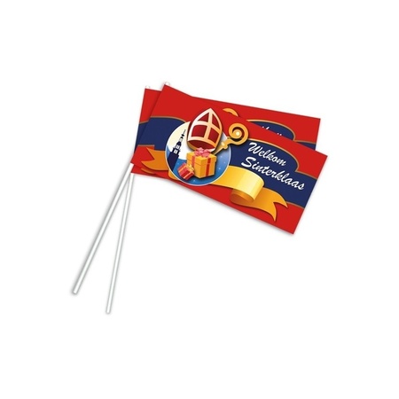 40x Welcome Sinterklaas waving flags 38 cm 