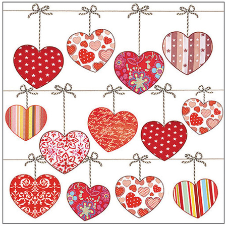 40x Tafel diner/lunch servetten 33 x 33 cm valentijn liefdes hartjes print