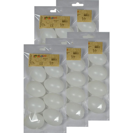 40x White plastic eggs decoration 6 cm hobby