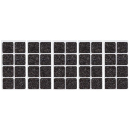 40x Zwarte vierkante meubelviltjes/antislip noppen 2,5 cm