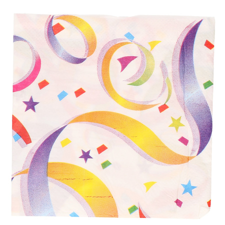 48x kleurrijke slierten feest thema servetten 33 x 33 cm
