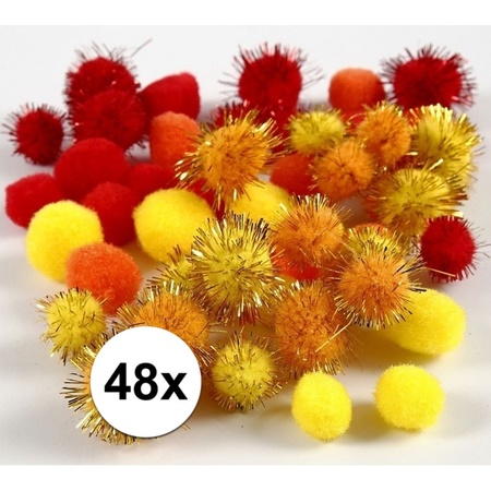 48x knutsel pompons 15-20 mm kleuren