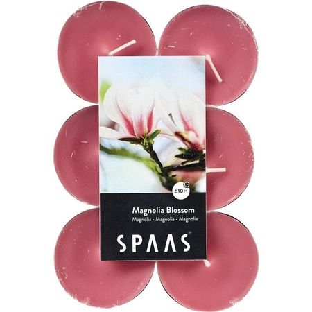 48x Maxi geurtheelichtjes Magnolia Blossom/roze 10 branduren