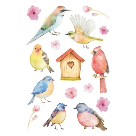 48x Birds and flowers stickers
