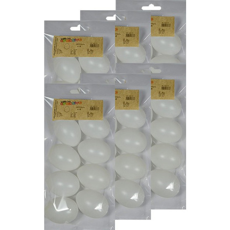 48x White plastic eggs decoration 6 cm hobby