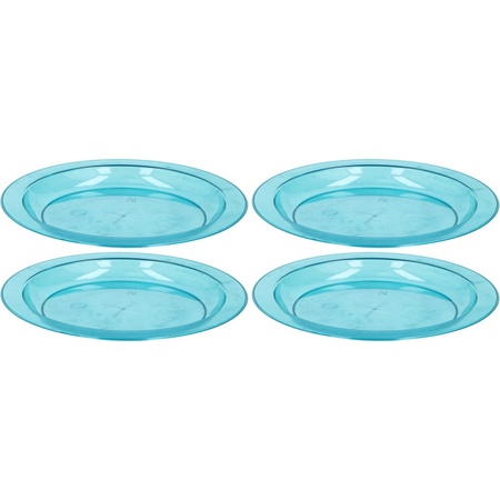 4x Blauwe plastic borden/bordjes 20 cm