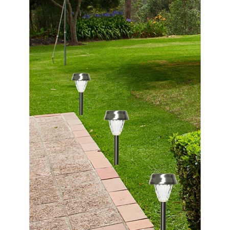 4x Outdoor/garden LED RVS lantern pins solar light 24 cm