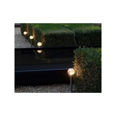 4x Buiten/tuin LED zilveren stekers solar verlichting 30 cm ronde bol