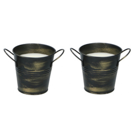 4x Citronella table candles 10 cm in bucket gold