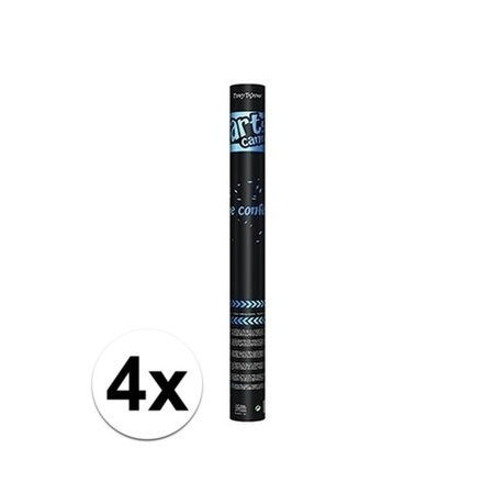 4x Confetti kanon metallic blauw 60 cm