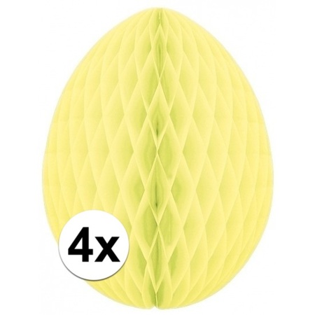 4x Deco easter egg pastel yellow 10 cm