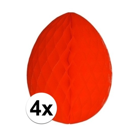 4x Decoratie paasei rood 20 cm