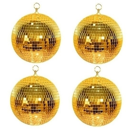 4x Disco spiegel ballen goud 30 cm