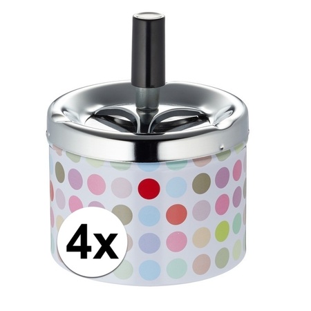 4x Ashtrays with dots and silver turning cap