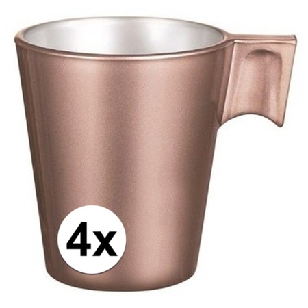 4x Espresso/koffie kopje rose goud