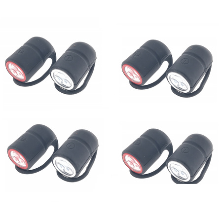 4x Bicycle lights set waterproof front / rear light 3 LEDs