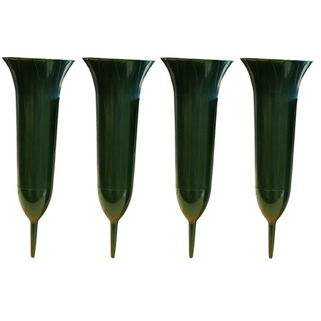 4x Green plastic grave vases 37 cm