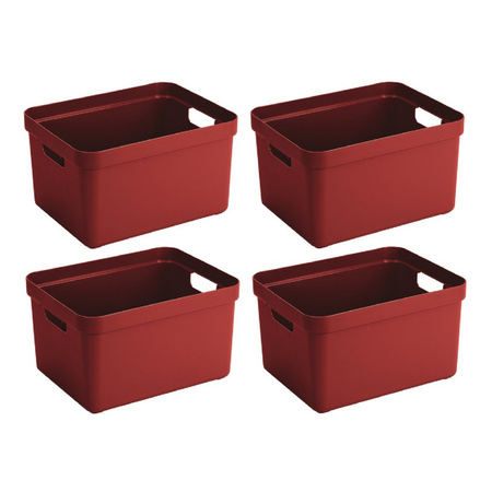 4x Grote rode opberg boxen/opbergdoos/manden 32 liter kunststof