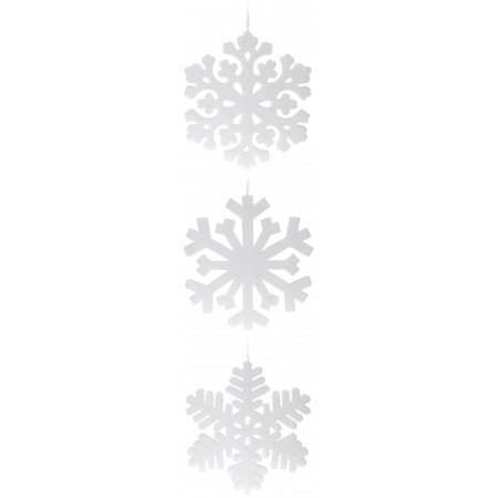 4x Grote sneeuwvlok/ijskristal hangdecoratie wit 49 cm