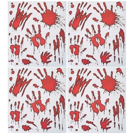 4x Horror window stickers bleeding hands