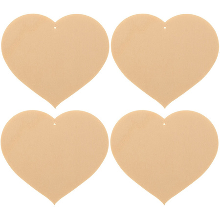 4x Wooden hearts 8 x 7 cm hobby/craft material