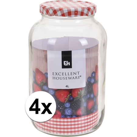 4x Preservation/preserving jar 4000 ml with rotating lid