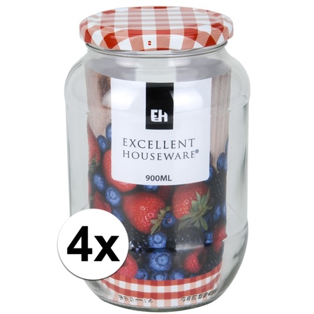 4x Preservation/preserving jar 900 ml with rotating lid