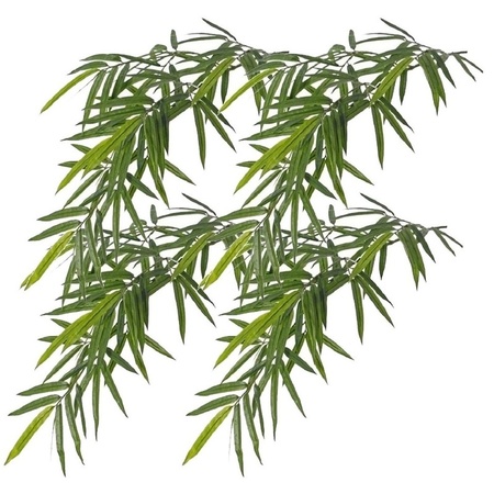 4x Kunstplanten groene bamboe hangplant/tak 82 cm UV bestendig