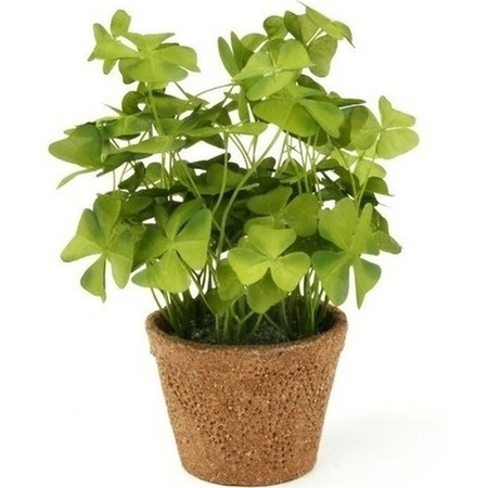 4x Kunstplanten klavertje groen in pot 25 cm