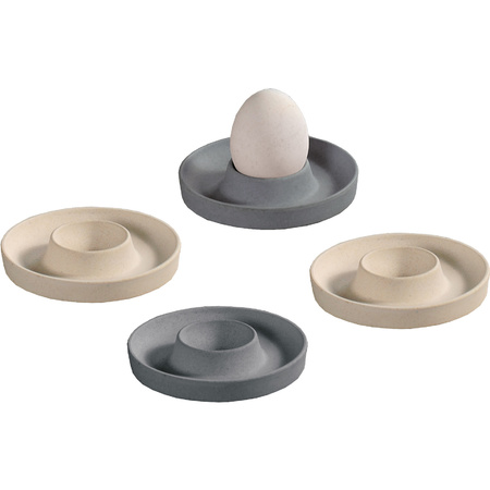4x Melamine white and grey egg cups 10 x 2 cm