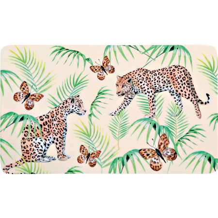 4x Ontbijtbordjes/ontbijtplankjes set tropische/luipaard print 14 x 24 cm
