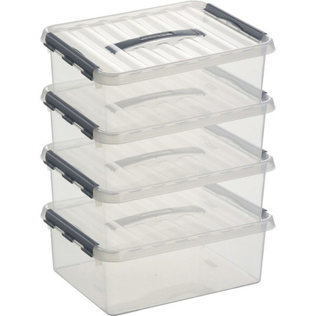 4x Storage boxes 12 liters 40 x 30 x 14 cm plastic