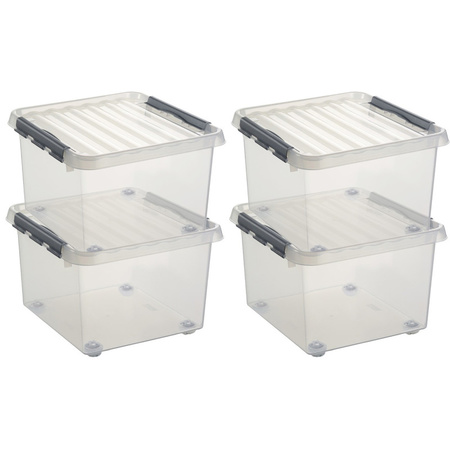 4x Storage boxes 26 liters  40 x 40 x 28 cm plastic