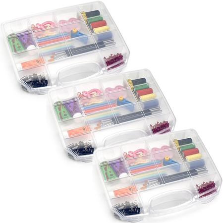 4x Storage case with 8-compartments transparent