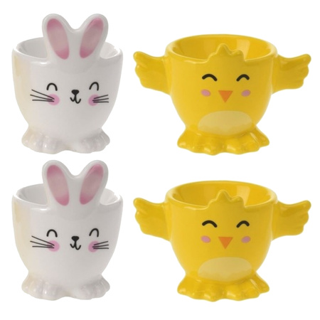 4x Easter egg holders haze and chicken 7 cm