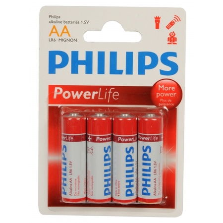 4x Philips AA batterijen
