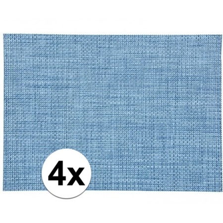 4x Placemat gevlochten blauw 45 x 30 cm
