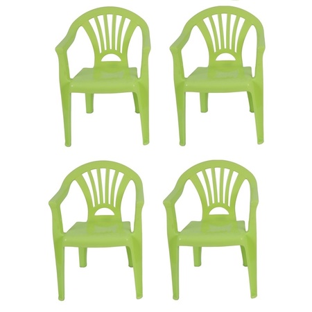 4x Plastic green chairs for children 37 x 31 x 51 cm