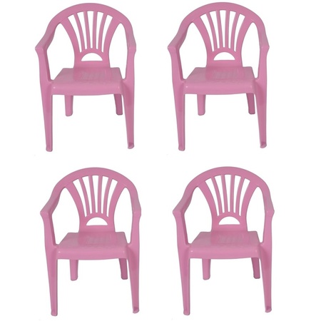 4x Plastic pink chairs for children 37 x 31 x 51 cm