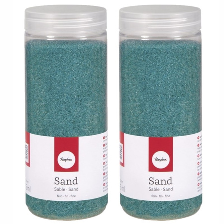 4x potjes fijn decoratie zand turquoise 475 ml